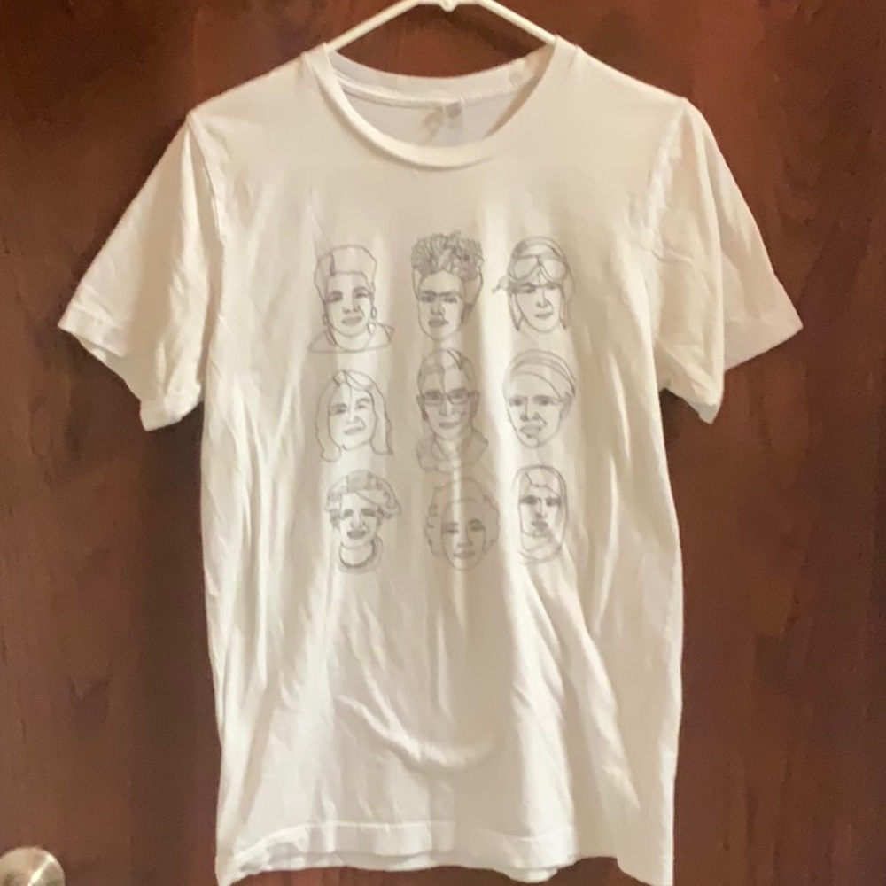 Bright White Short Sleeve Tees with Subtle Designs of important women in history